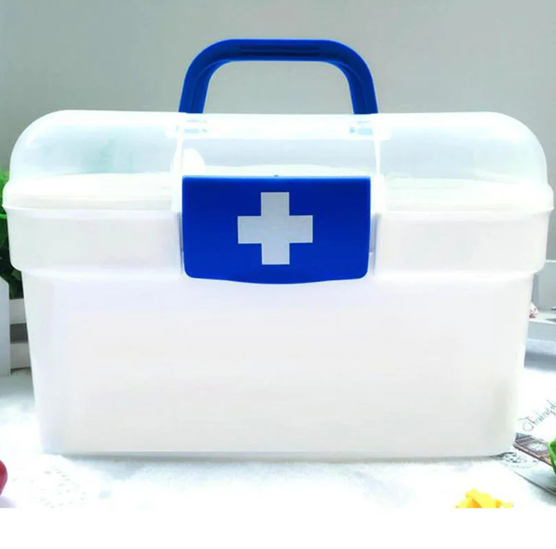 Белый пластик семья аптечка медицина коробка 2 слоя портативный мобильный кемпинг выживания аварийного коробка для лекарств DJB003 - Цвет: Medication Box 02
