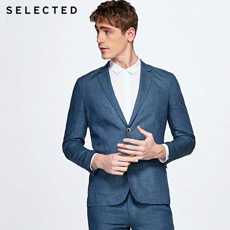 Отборные мужские льняные чистый цвет Slim Fit легкая одежда Блейзер | 418272503