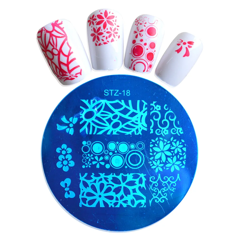 

1X NEW Designs Nail Art Stamp Stamping Templates Round Steel Plates Flower Printing DIY Polish JISTZ18