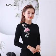 Новинка осени в национальном стиле вышитые дикие хлопковая футболка