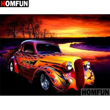 

HOMFUN Full Square/Round Drill 5D DIY Diamond Painting "Car scenery" Embroidery Cross Stitch 5D Home Decor A15838