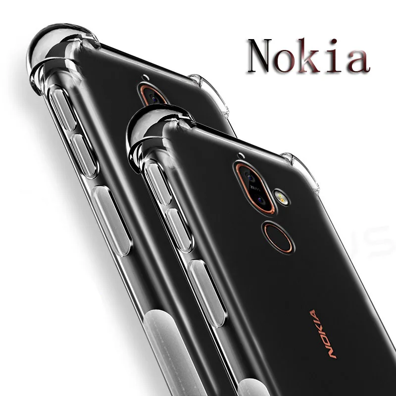 Для Nokia 2,1 3,1 5,1 6,1 7 Plus 1 8 Sirocco 2 7 8 5 3 6 360 градусов Полная защита Прозрачный мягкий силиконовый прозрачный чехол