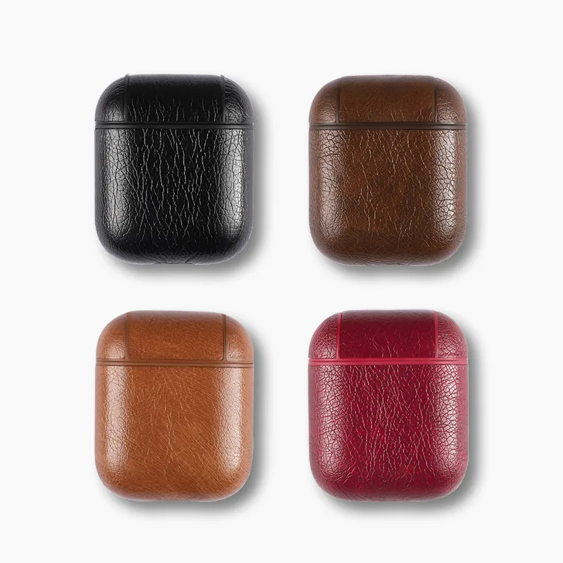 

Wireless Bluetooth Headset IOS Charging Box Leather Earphone Cover Protective Case With Hook For Airpods Iphone popular Shape