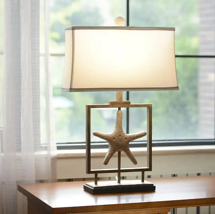 

American style white table light sea star resin desk lamp children's room wedding room bedside decorative table lamps ZA81142