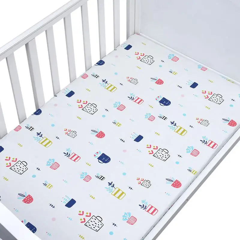 Cotton Crib Fitted Sheet Soft Breathable Baby Bed Mattress Cover Cartoon Newborn Bedding For Cot