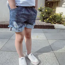 Новые летние детские джинсовые шорты модные рваные штаны для девочек детские повседневные спортивные штаны детские шорты детские ковбойские джинсы