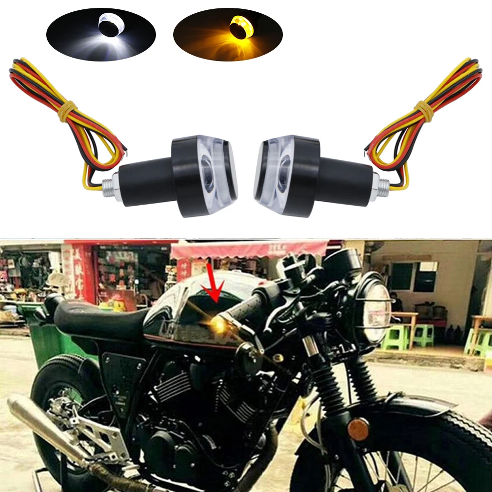 1 Pair Safety Cycling Bike Turn Signal Handle Bar End Plug LED Red Light Lamp