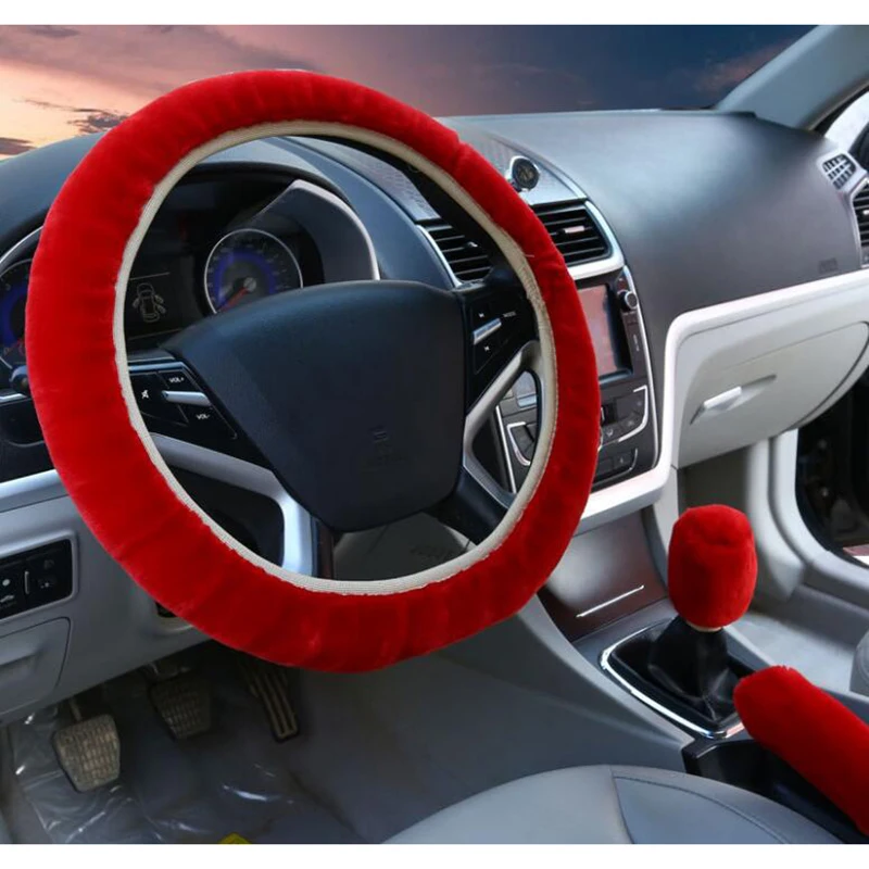 38cm Elastic Steering Wheel Covers Winter Warm Plush Car Steering Wheel