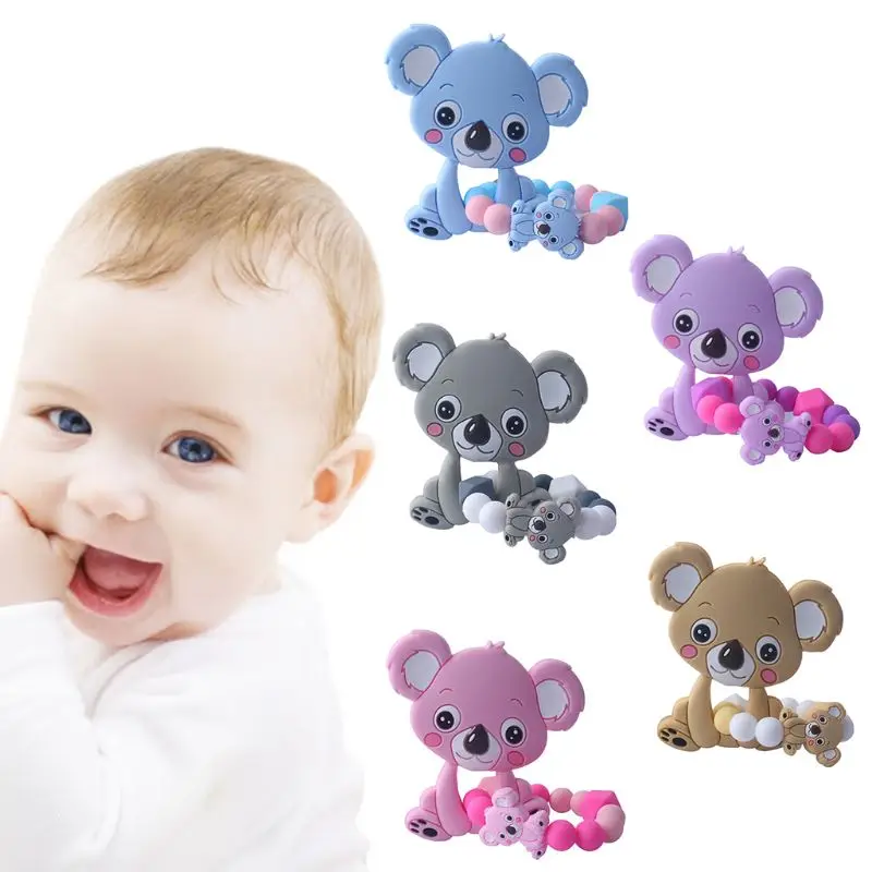 

1 Set Child Baby Pacifier Teether Bracelet Soothing Boys Girls Cute Koala Colorful Design Kids Comfort Supplies