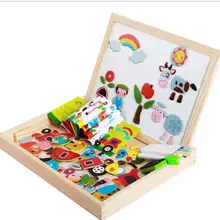 Набор многофункциональные Деревянные игрушки Обучающие Магнитные Головоломки ферма джунгли животное детская головоломка доска для рисования
