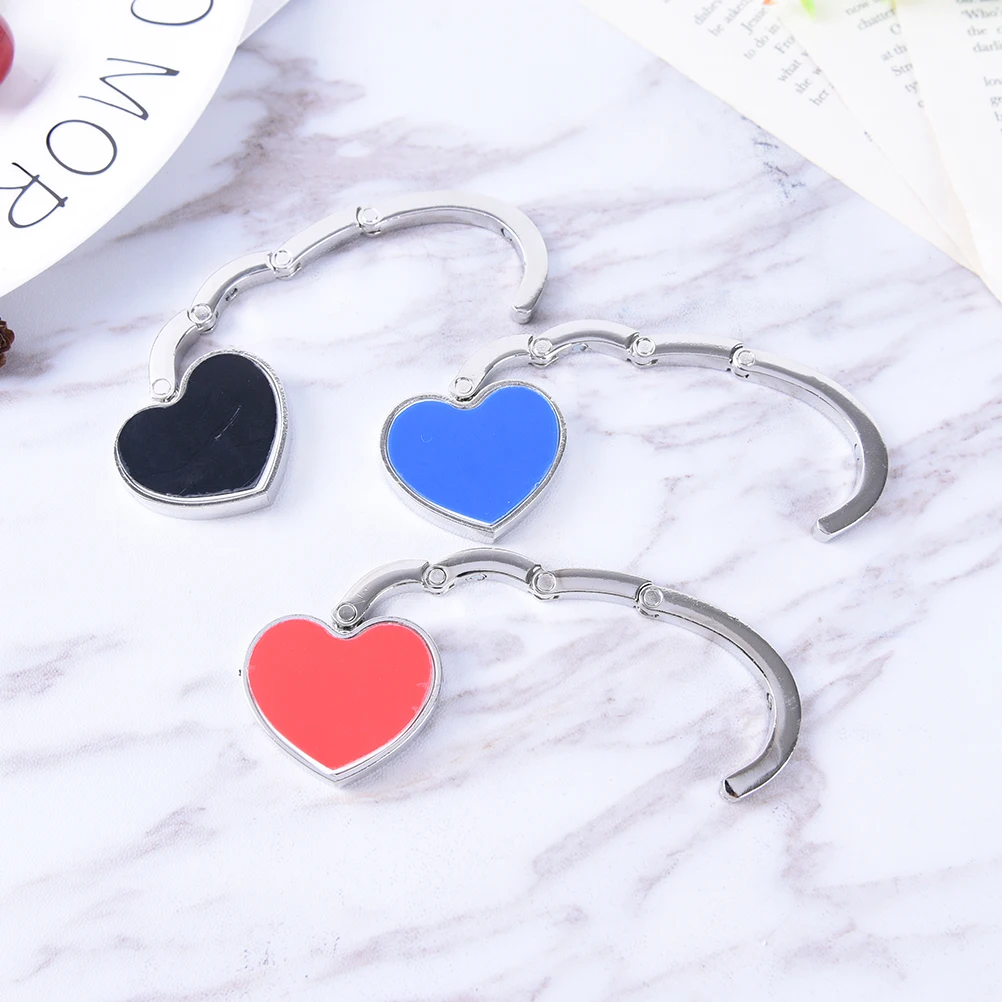 Hot Sale 1PCS Foldable Heart Shape Purse bag  Handbag Purse Table Hook Hanger Hook Holder Folding Bag