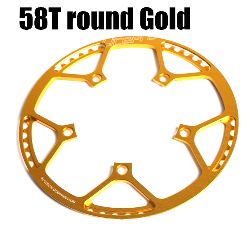 Litepro Сверхлегкий 130 BCD 45T 47T 53T 56T 58T A7075 из сплава BMX, складывающаяся велосипедная звездочка, велосипедная коленчатая цепь, зуб - Цвет: 58T round Gold
