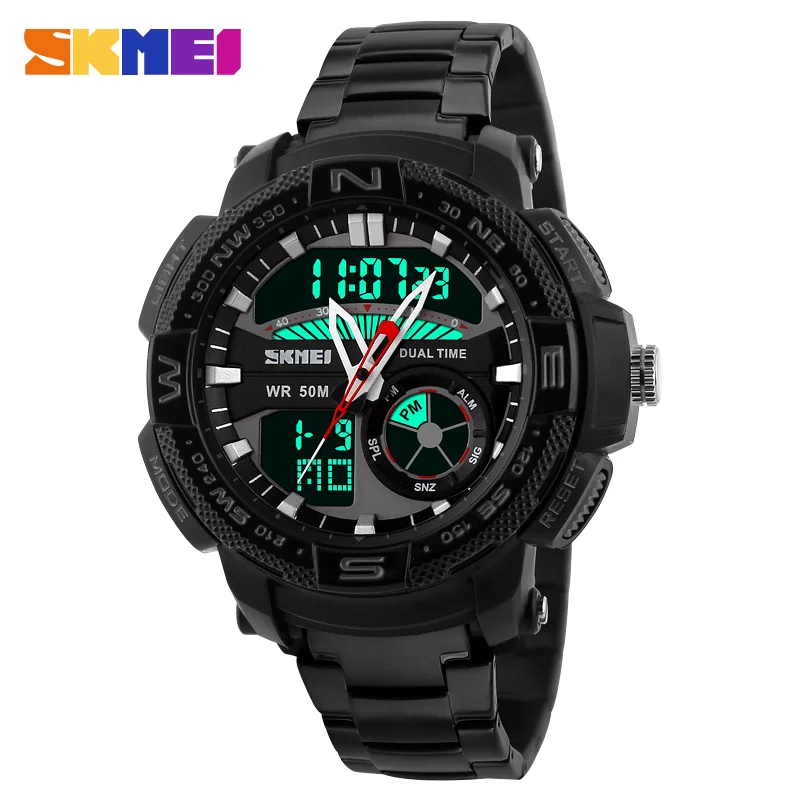 New Skmei Brand Men Watch Outdoor Sport Casual Wristwatch Waterproof Dual Time Alarm Analog Digital Display