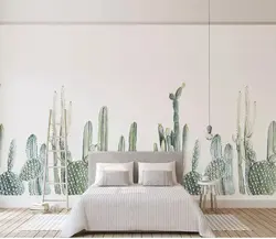 Современные 8d ручная роспись стены бумаги росписи 3D кактус обои стикер бумага для гостиной спальня фоне стены фрески декор