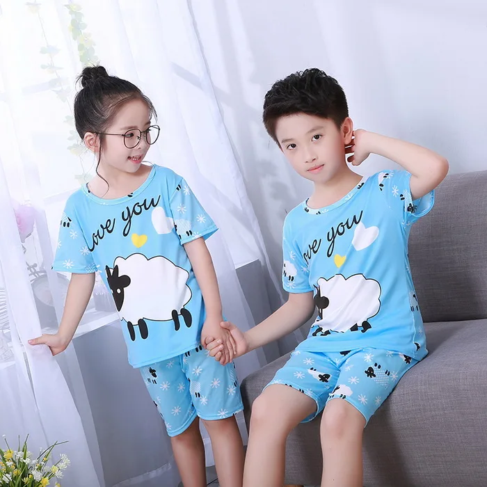 Детский пижамный комплект; летняя Пижама с короткими рукавами для мальчиков; домашняя одежда с рисунком для девочек; одежда для сна для больших детей; детские пижамы; niu450 - Цвет: style  18