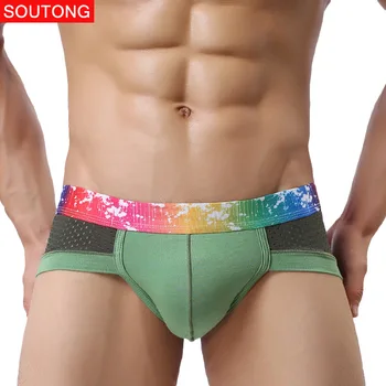

Soutong Men underwear Briefs Sexy Mesh Modal Underwear U Convex Pouch Mens Underwear Briefs