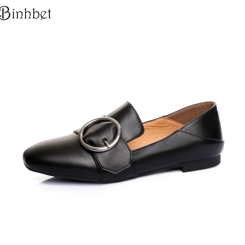 

Binhbet Women Flats Quality Comfortable Handmade Leather Ladies Shoes Soft Black Women Oxford Shoes Women Casual Shoes