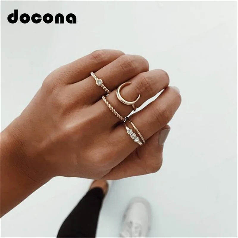 

Doocna Antique Rhinestone Moon Ring Set Gift for Women Girl Bohemia Horns Finger Knuckle Midi Rings Adjustsble Jewelry 3964
