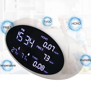 

Digital Air Quality Monitor PM2.5 Gas Detector Formaldehyde Meter HCHO TVOC Tester Home Temperature Humidity Analyzer Sensor