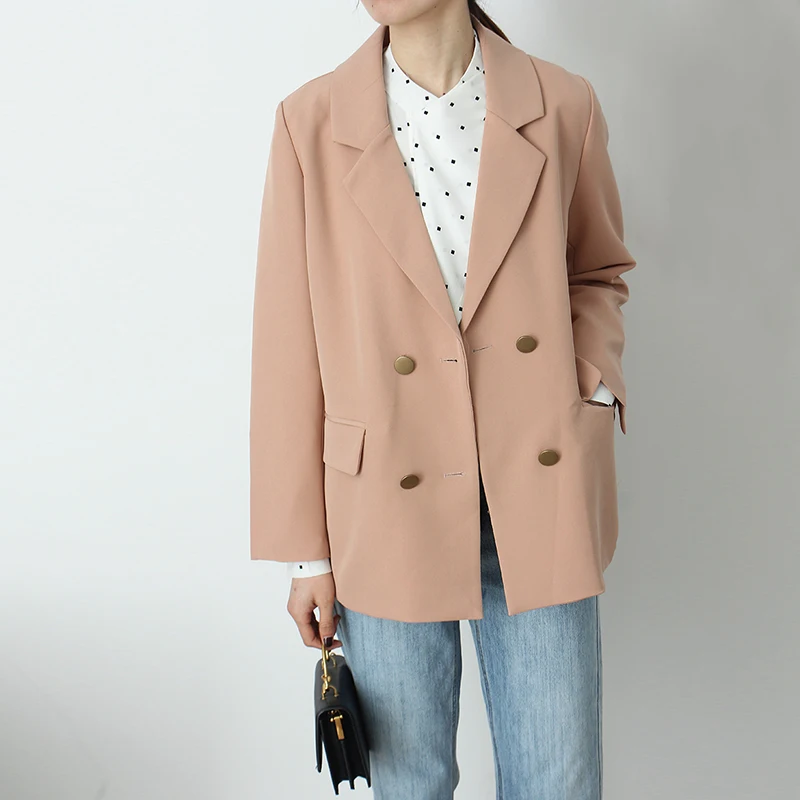 GOPLUS 2019 Women Double Breasted Plaid Blazer Long Sleeve Office Jacket Female High Quality Spring Casual Elegant Coats C7185