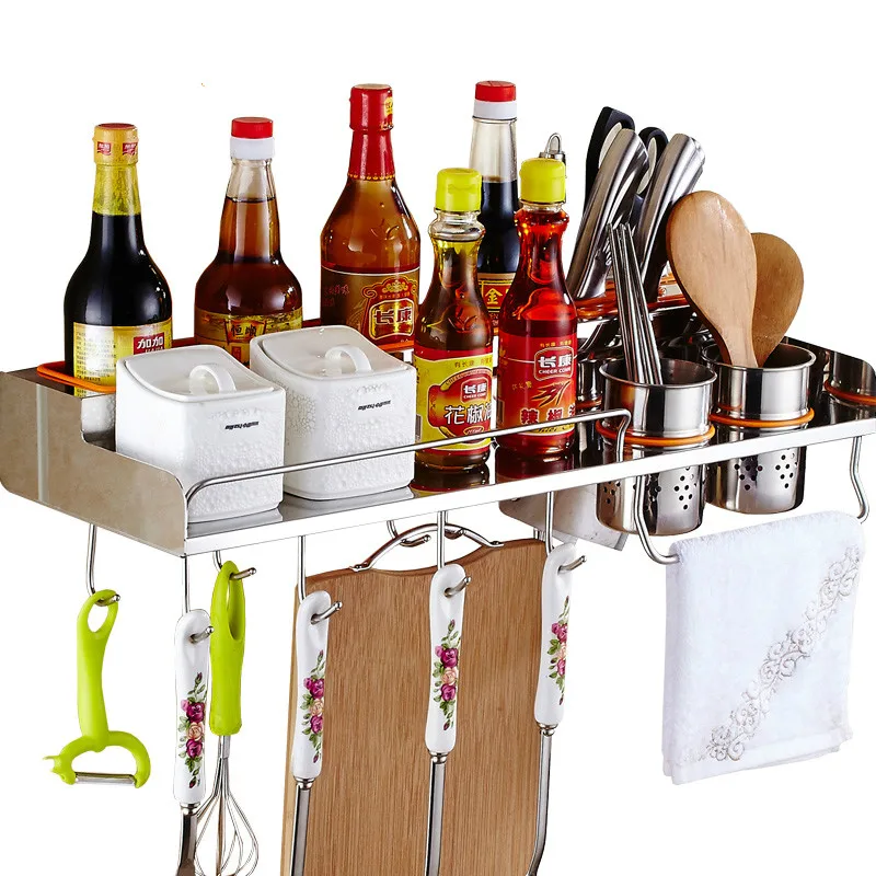  304 stainless steel multi-function kitchen shelf wall hanging kitchen appliance storage rack pendan - 32918960003
