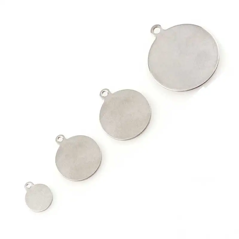 

10pcs Stainless Steel Round Floating Charms Silver Tone Stamping Blank Dog Tags Pendants Fit Necklace DIY Jewelry Making Finding