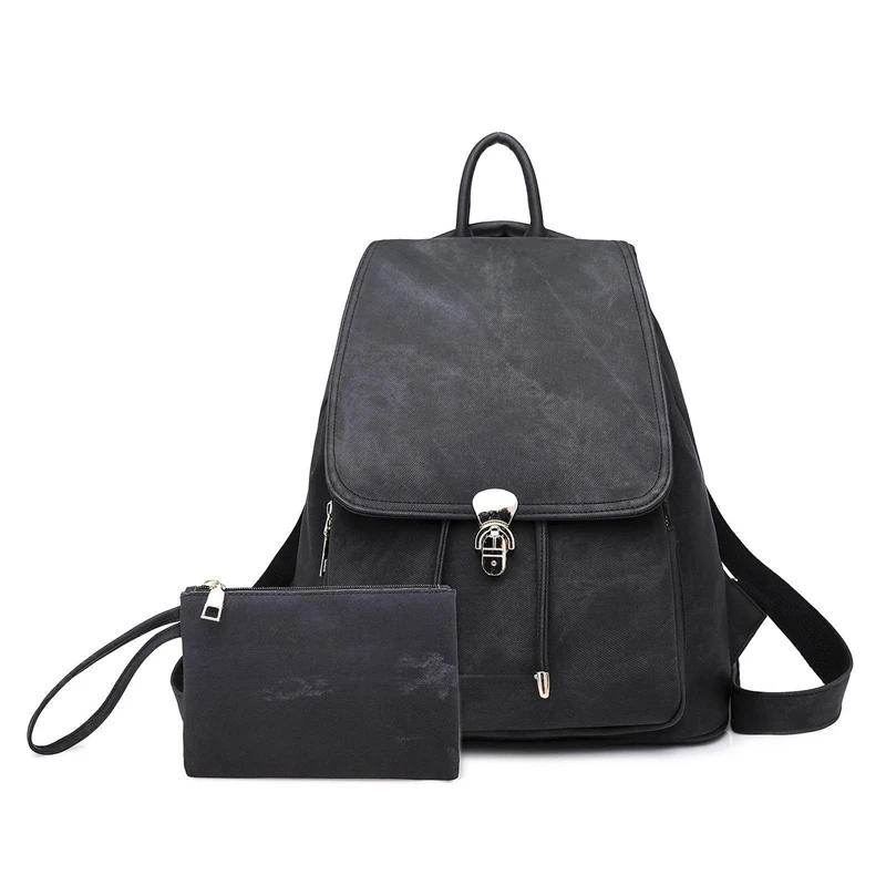 2 шт./компл., женский рюкзак из искусственной кожи, повседневный школьный рюкзак для девочек, карман для путешествий
