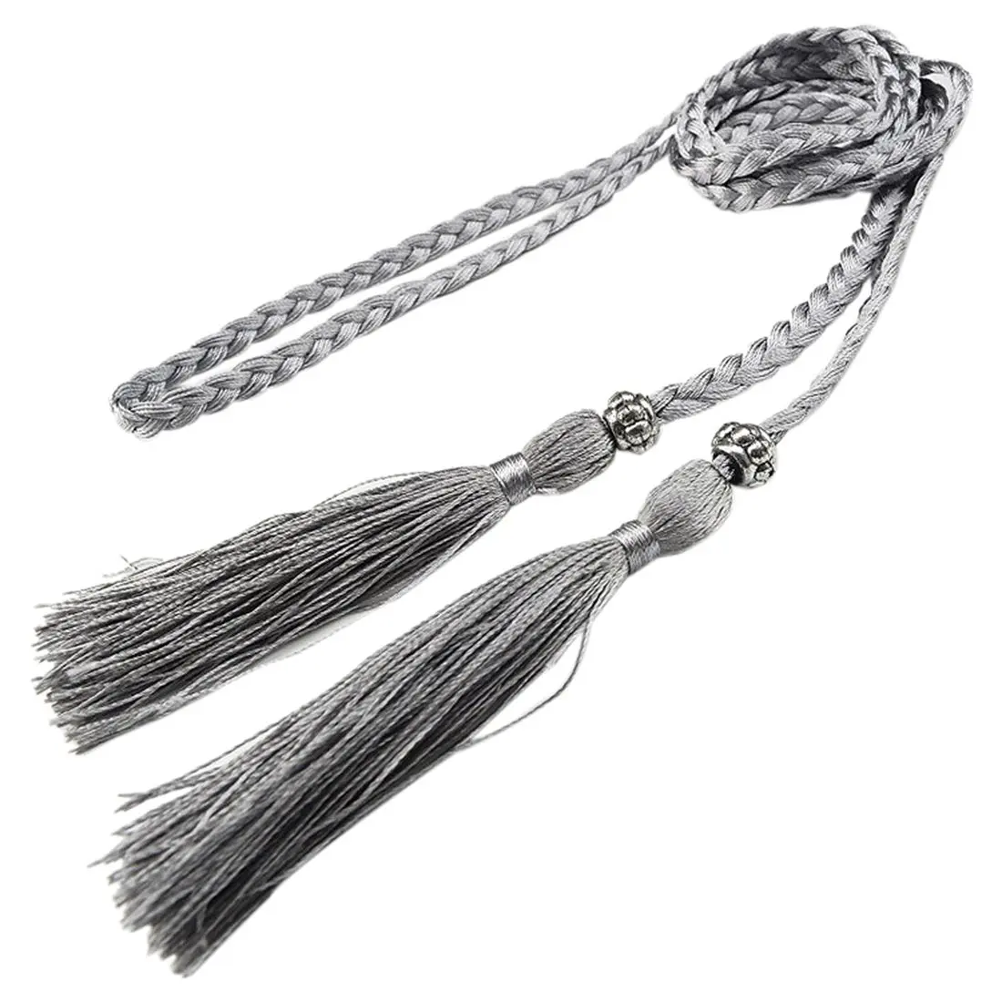 Woven tassel belt knot decorated waist chain waist rope Silver Free