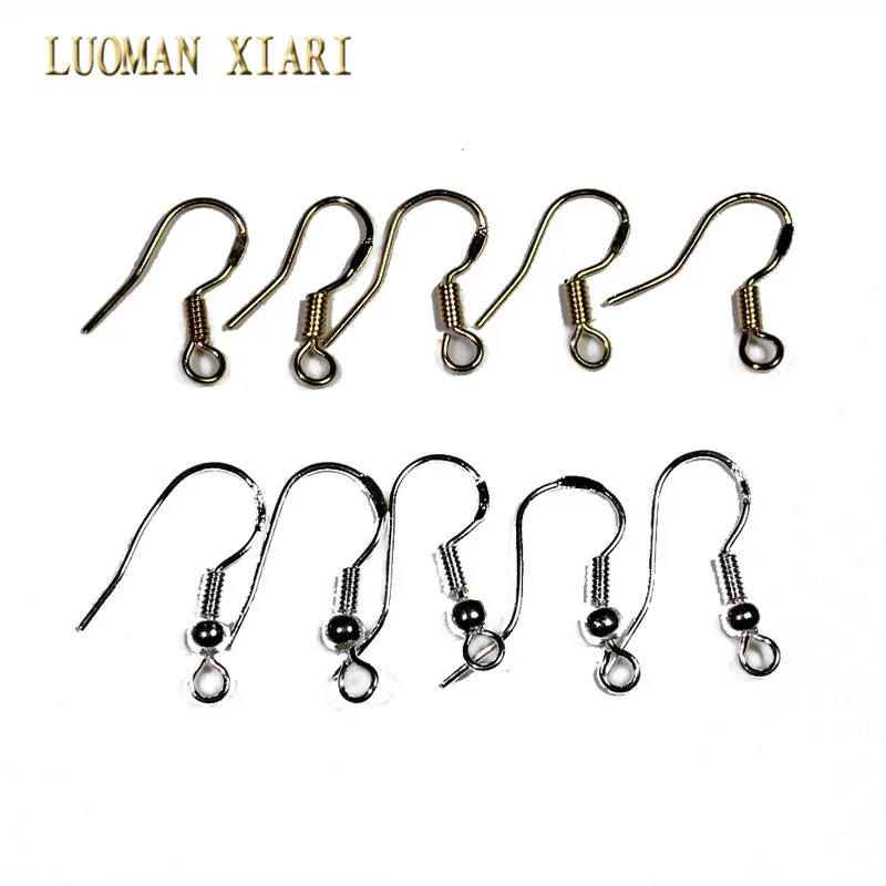 

Wholesale 100 Pcs lot Free Shipping Sterling Silvery Golden Hooks Coil Ear Wire Earrings Findings Jewelry Accessory DIY Earring