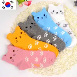 Южная Корея импортная натуральная весна Dongkuan мультфильм носки из хлопка с кошкой милые носки
