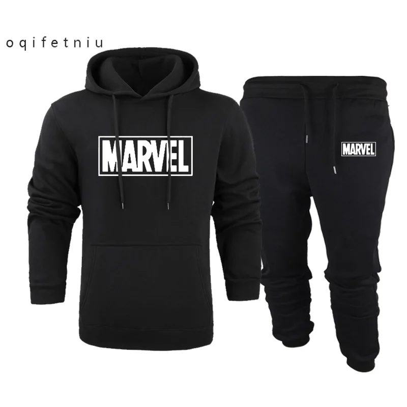 2019 New Marvel Letter Print Black Sweatshirt Men Hoodies Fashion Solid Hoody Men Pullover Men's Tracksuits male coats