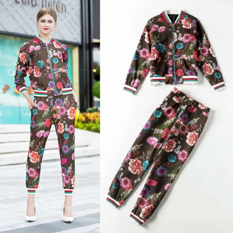 Buy 2018 Women sets coat+pants suits 2/pcs autumn