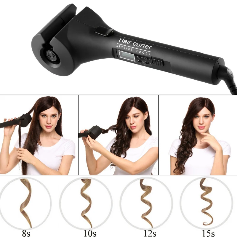 ЖК-дисплей Автоматическая завивка волос цифровые инструменты для укладки волос Электрический стайлер волнистые щипцы для завивки волос Us