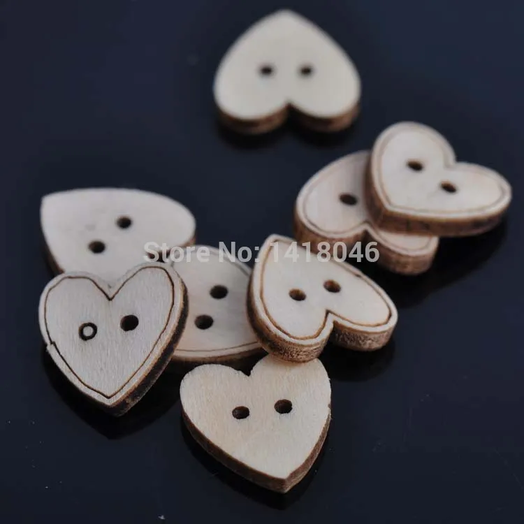 

100pcs 16x16mm 2 Holes Heart Natural Wooden Buttons For Sewing Scrapbooking Crafts MT1217