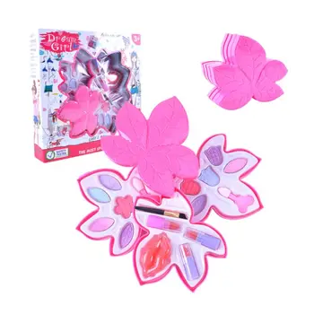 

Children Cosmetics Set Girl Pretend Play House Toy Maple Leaves Shape Makeup Palette Lip Gloss Beauty Gift