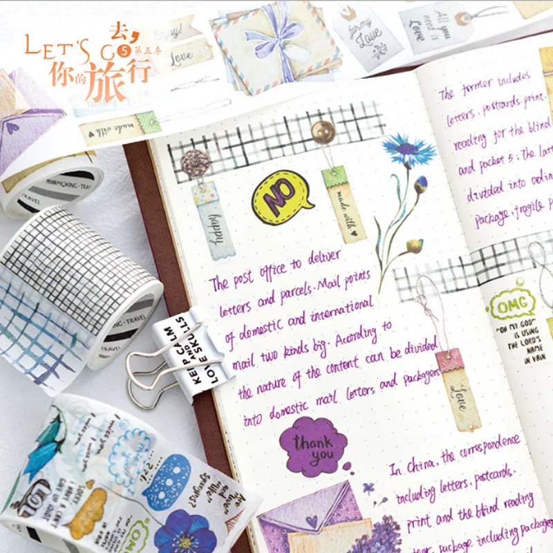 

Cute Go on a trip paper tape DIY decorative scrapbook masking tape washi tape stationery office adhesive tape stationery