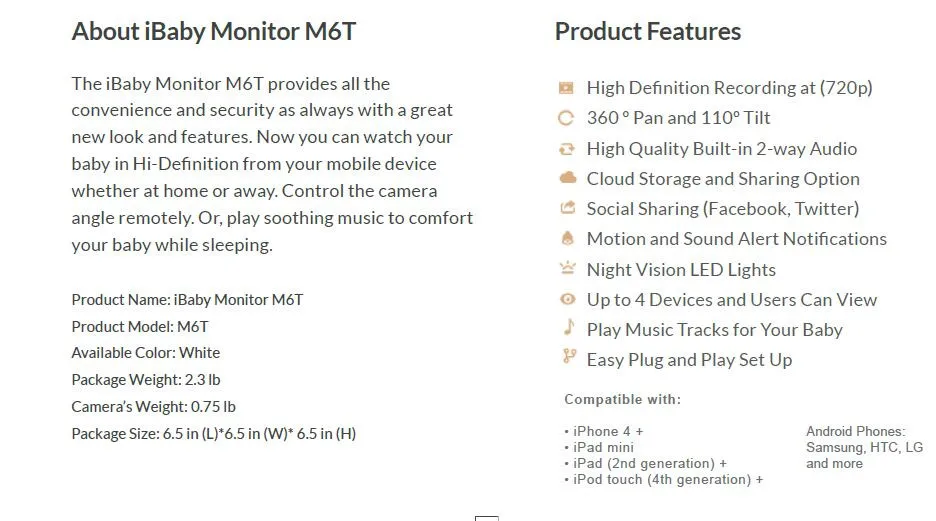 ibaby monitor m6t