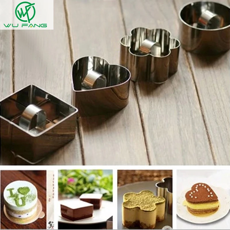 

1pc Cute Stainless Steel Cookie Cake Mold Mousse Ring with Push Piece Tiramisu Cutter DIY Bakeware Home Garden Kitchen Tools