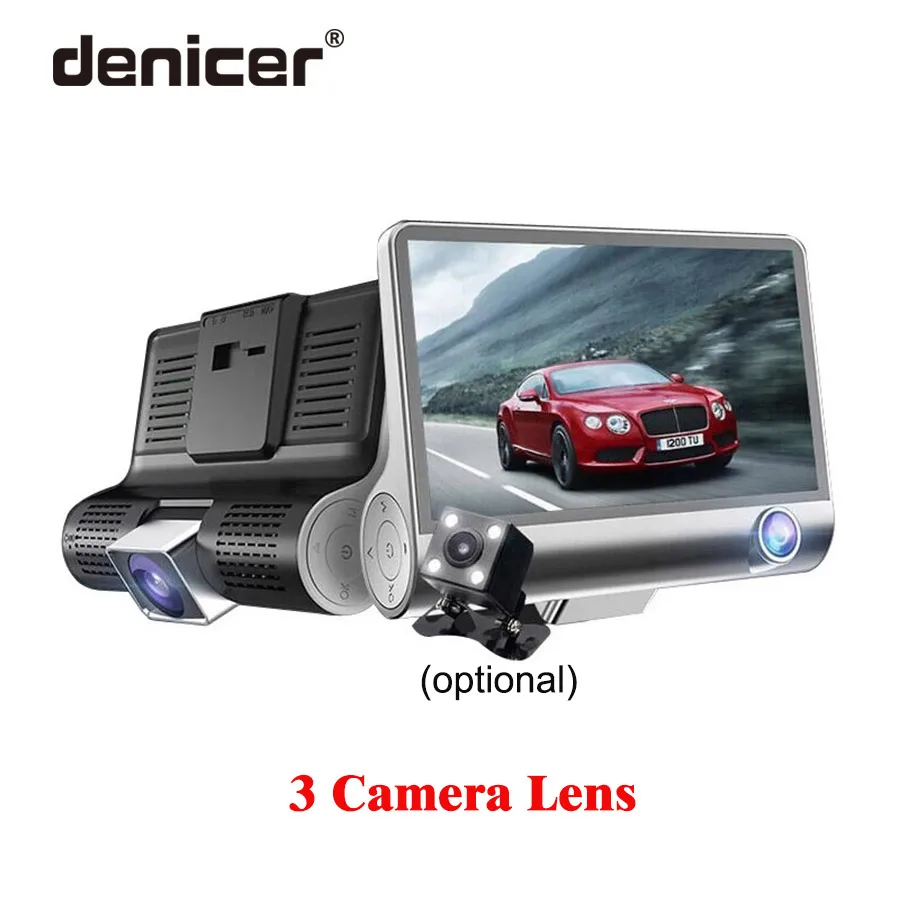 3 объектива Dash Cam FHD 1080 P Автомобильная камера спереди внутри сзади три видео регистраторы защитить вас безопасный High end Ясно экран