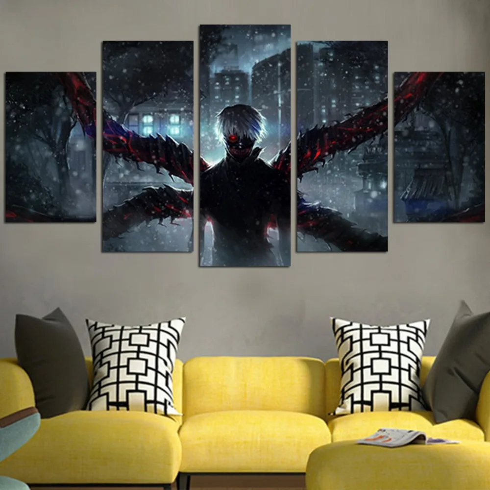 5 Pieces Canvas Art Anime Tokyo Ghoul Centipede Wall Unique Gift Picture | Дом и сад