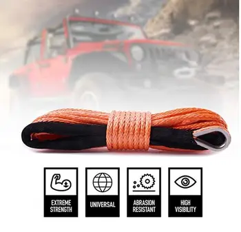 

4MM x 12M Orange Synthetic Winch Rope String Line 12 strand off-road UHMWPE Cable Towing Rope With Sleeve for ATV/UTV/SUV/4WD