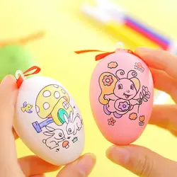 Новый портативный Пасхальный подарок пластик DIY живопись яйцо игрушки подарки для гостей яйцо с 4 ручки для рисования игрушка с орнаментом