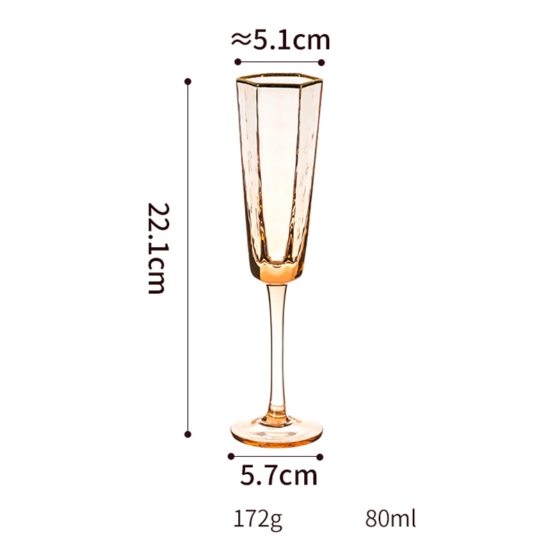 Скандинавский высококачественный шестигранный молоток в полоску с золотой оправой, бокал для вина, хрустальный бокал для шампанского, чашка для домашнего виски, бокал для воды - Цвет: M02