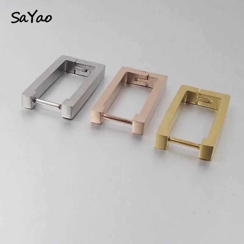 

2 Pieces Rose Gold 316L Stainless Steel Long Square Hoop Earring Korean Cute Earrings Huggie Jewelry Gift