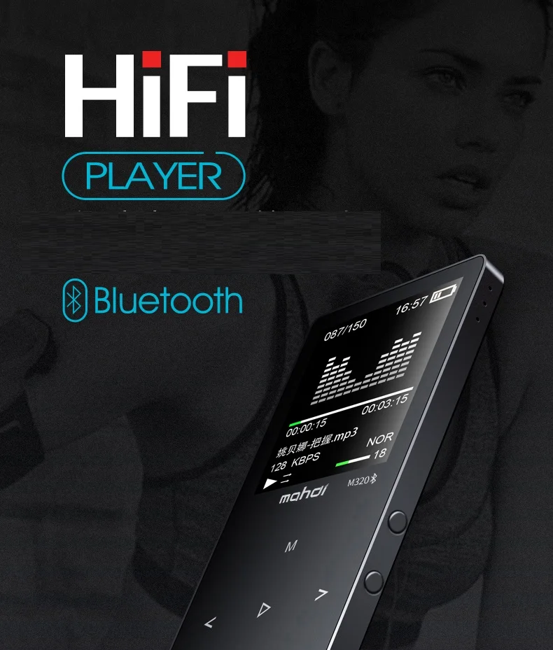 Mahdi MP4 Player Bluetooth Capacitive Touch Built-In Speaker MP 4 Player 1.8 Languages Support Recording E-book TF  Armband (1)