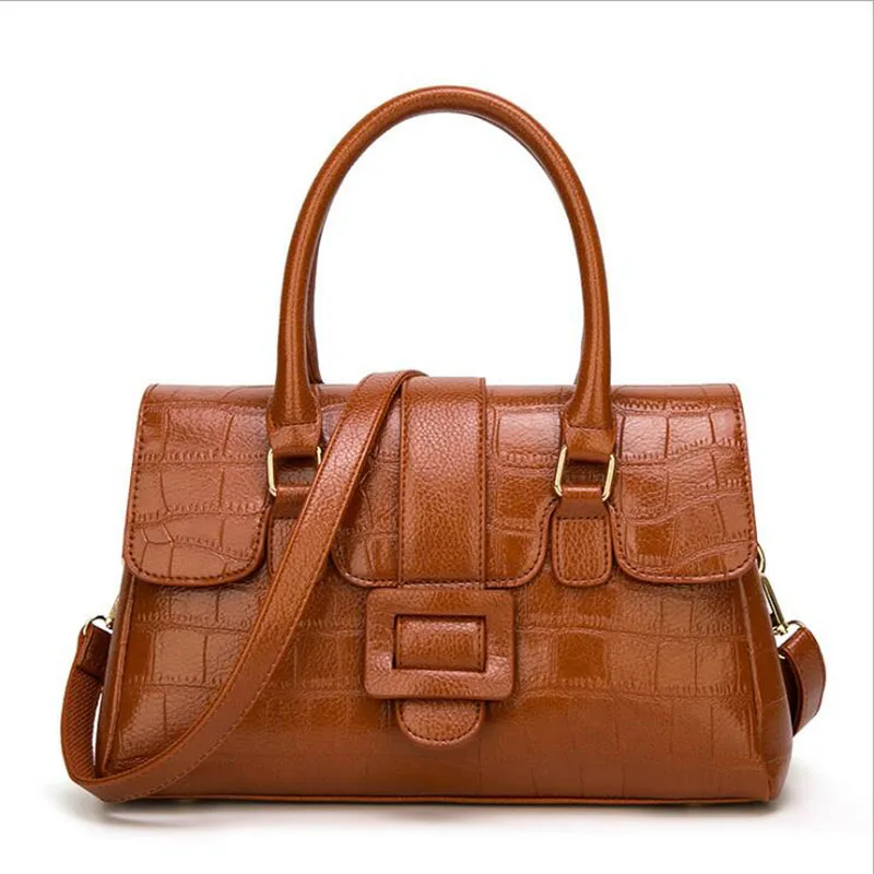 

Women's Handbag 2018 New European and American Fashion Crocodile Shoulder Bag Brand Soft PU Leather Messenger Bags Office Top