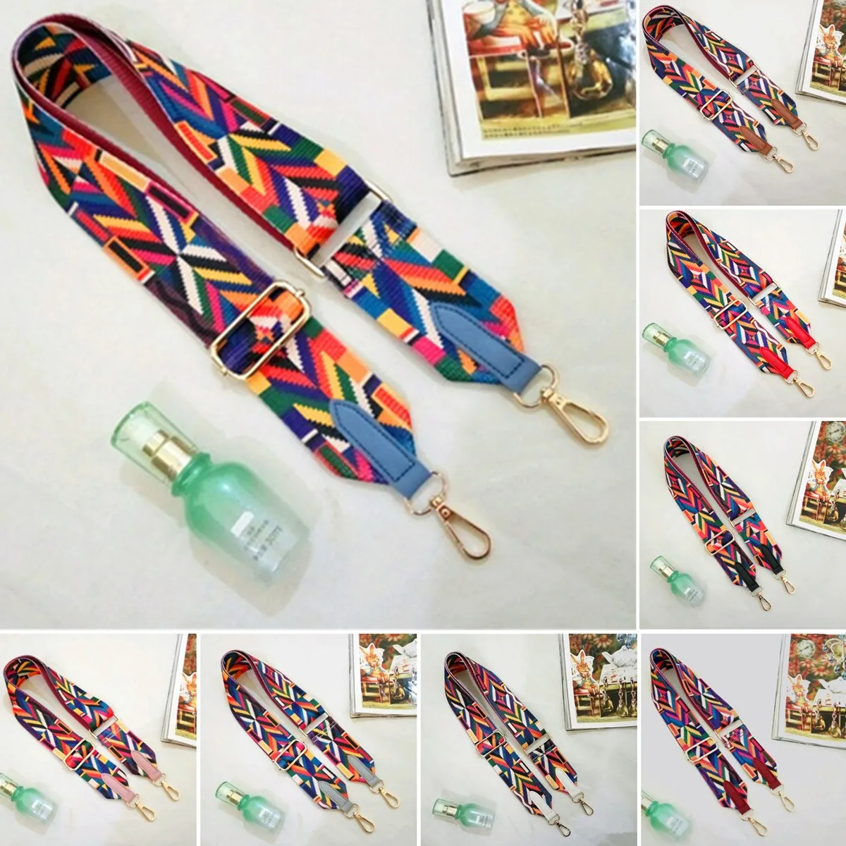

120x5.5CM Handbag Strap Colorful Long Straps Gold Buckle Bag Straps Adjustable Shoulder Belts DIY Bag Straps Colorful Purse Belt