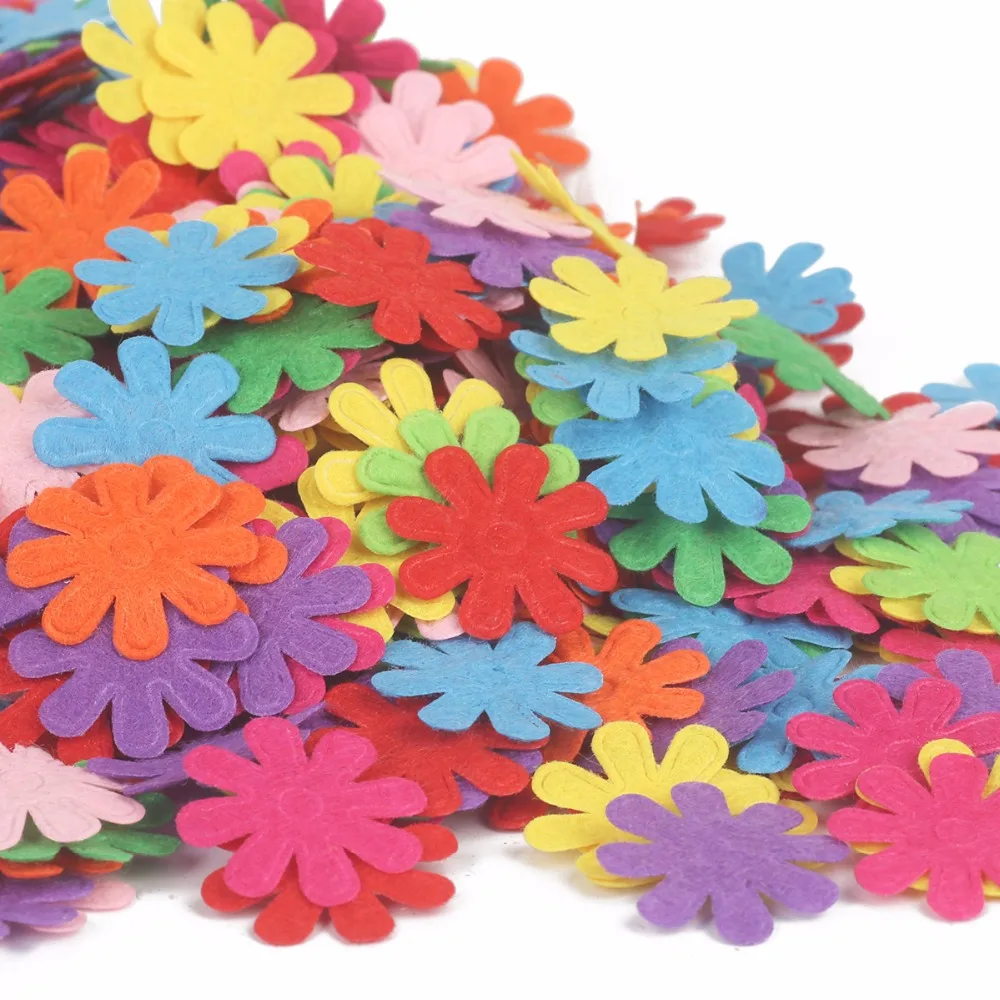 Description Picture 6 of itemBeadia Crafts 100pcs/Lot Randomly Mixed Solid Color Multi Shapes Felt Patch sticker Applique Scrapbooking DIY Sewing Accessory