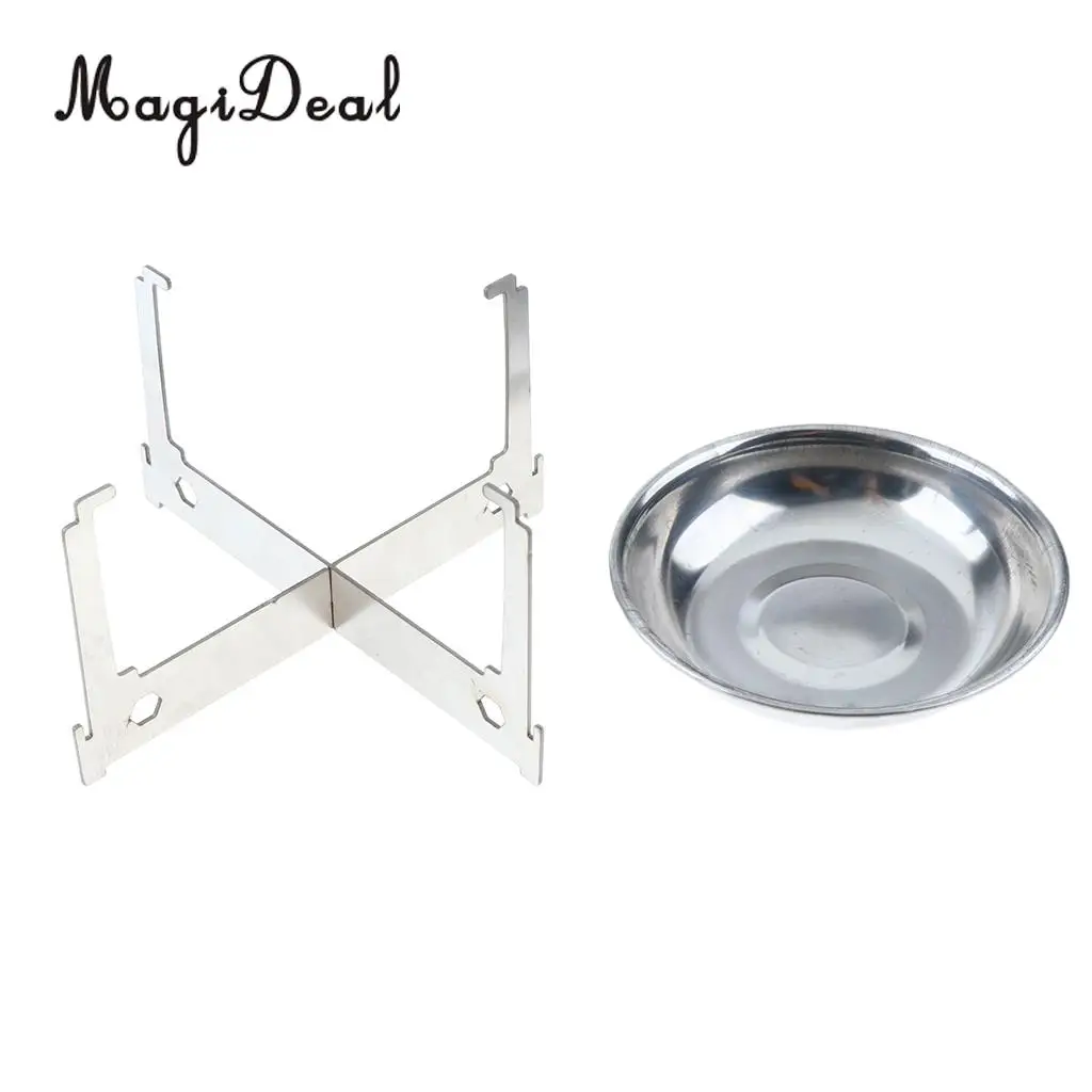 MagiDeal Camping Mini Alcohol Stove Stand Rack Spirit Burner Tray Furnace Stove Set