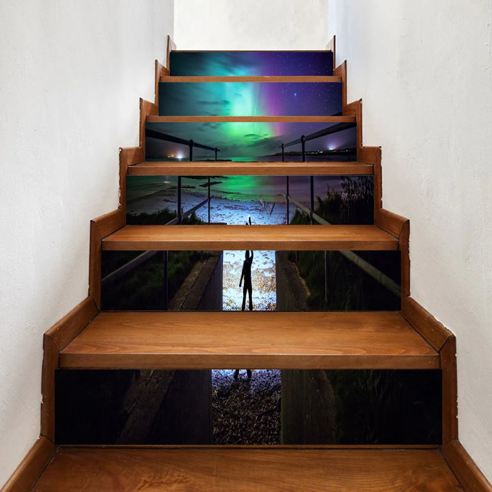 Aurora Wall Stickers 6pcs Diy Steps Sticker Removable Stair